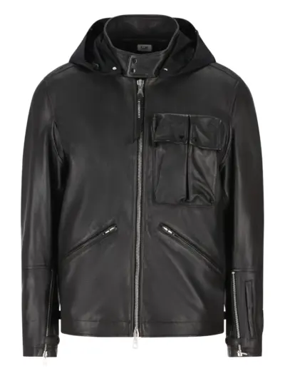 C.P. Company goggle-detail leather jacket - Black