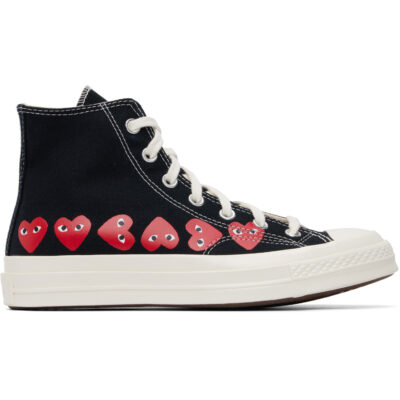 COMME des GARÇONS PLAY Black Converse Edition Chuck 70 Multi Heart Sneakers