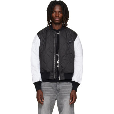 COMME des GARÇONS PLAY Black & White Heart Emblem Bomber Jacket
