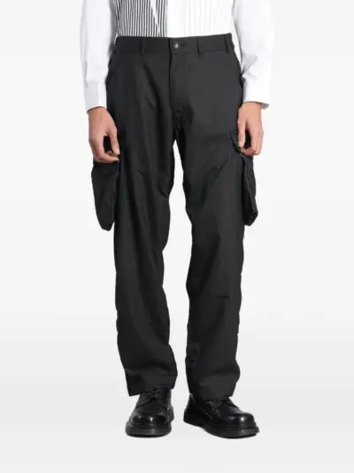 Comme Des Garçons Shirt derby-stripe cargo pants - Black