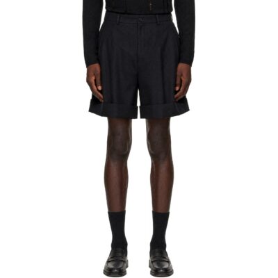 Comme des Garçons Homme Plus Black Double Weave Wool Hard Treated Shorts