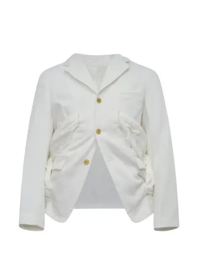 Comme des Garçons Homme Plus ruched single-breasted blazer - White