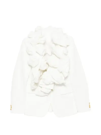 Comme des Garçons Homme Plus ruffled floral-appliqué jacket - White