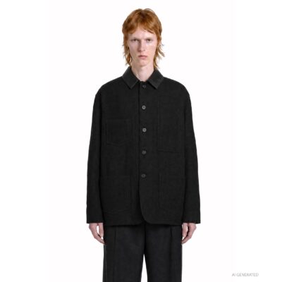 Comme des Garçons Leather Collar Wool Chore Jacket