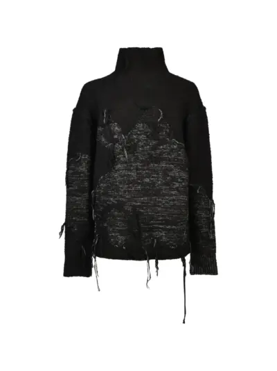 D HYGEN intarsia-knit distressed sweater - Black