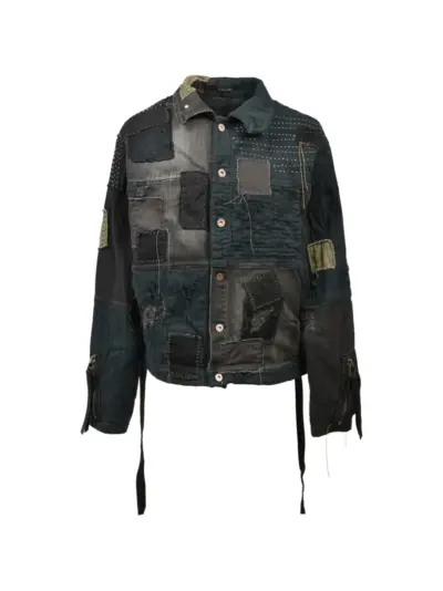 D HYGEN patchwork distressed denim jacket - Black