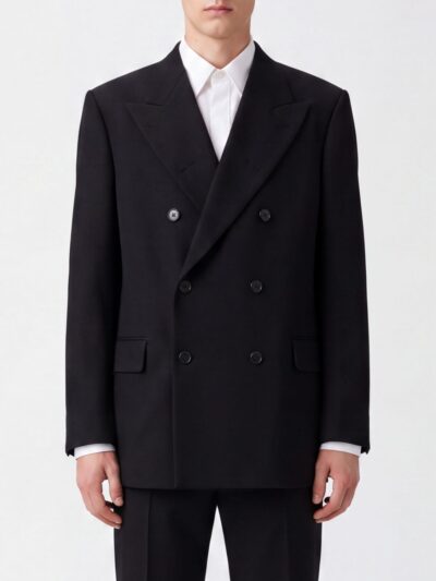 DRIES VAN NOTEN Double-Breasted Wool Blazer with Notched Lapels