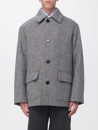 DRIES VAN NOTEN Single-Breasted Short Coat in Wool Blend with Classic Collar