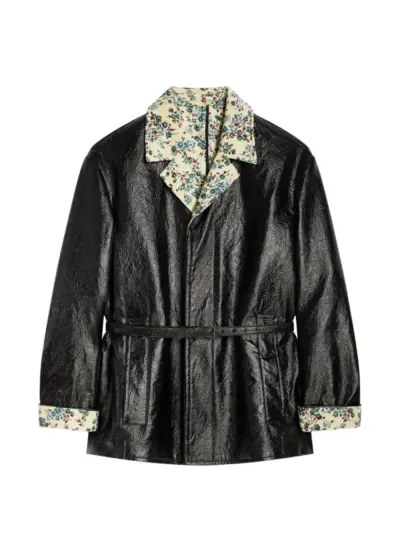 DRIES VAN NOTEN coated belted jacket - Black
