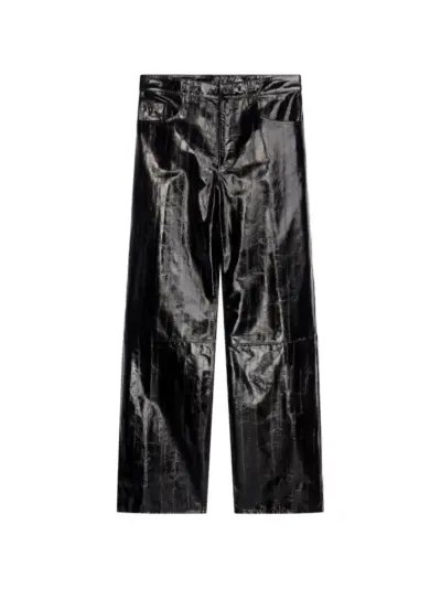DRIES VAN NOTEN loose leather trousers - Black