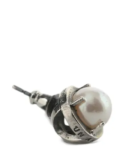 Detaj Japanese Akoya pearl-embellished engraved earrings - Silver