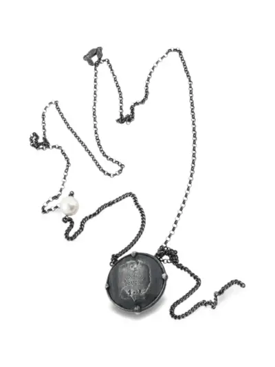 Detaj freshwater pearl coin-pendant necklace - Silver
