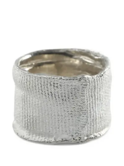 Detaj textured-finish wide ring - White
