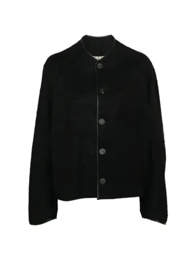 Devoa collarless raglan-sleeve jacket - Black