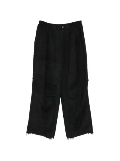 Devoa drawstring wool trousers - Black
