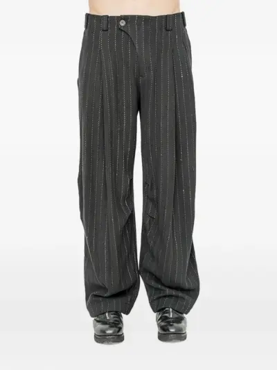 Devoa pinstripe-pattern pleated trousers - Grey