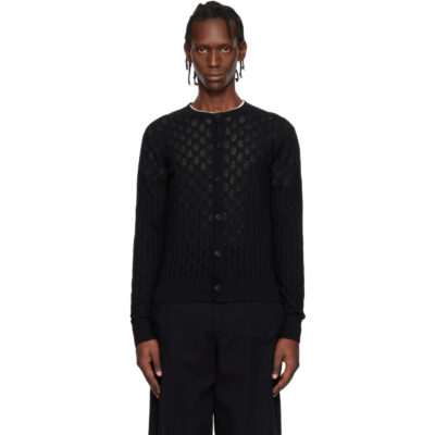 Dries Van Noten Black Open-Knit Cardigan