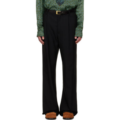 Dries Van Noten Black Pleated Trousers