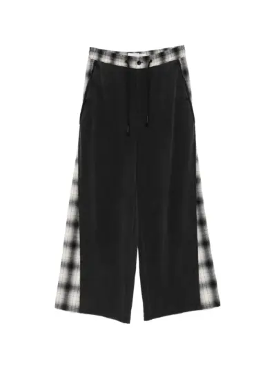 Feng Chen Wang check-panel drawstring-waist trousers - Black