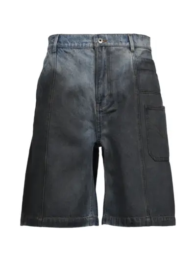 Feng Chen Wang gradient-effect denim shorts - Blue