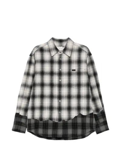 Feng Chen Wang layered check-pattern shirt - Black