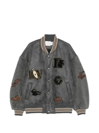 Feng Chen Wang patch-detail bomber jacket - Grey
