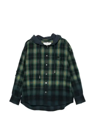 Feng Chen Wang plaid-pattern hooded shirt jacket - Green