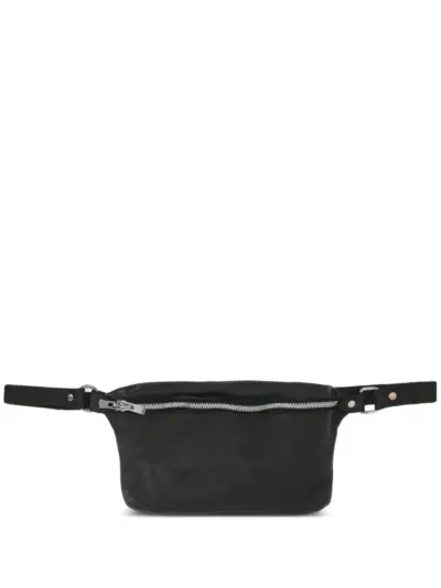 Guidi double-slider leather belt bag - Black