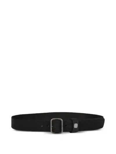 Guidi logo-plate leather belt - Black