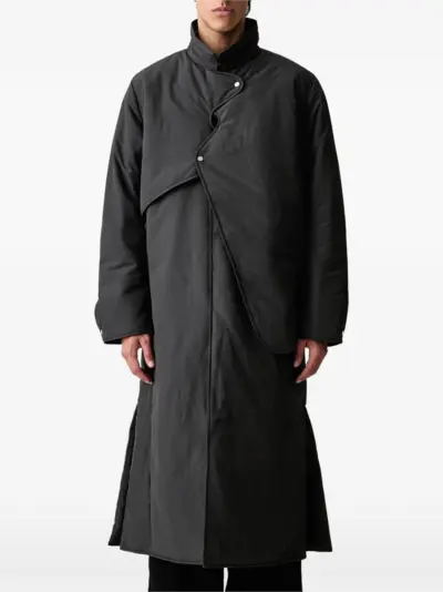 HELIOT EMIL asymmetric press-stud coat - Black