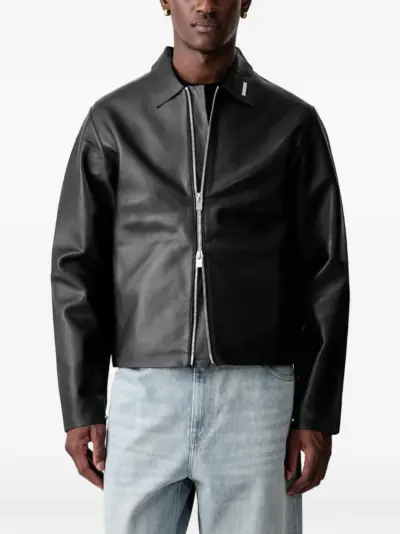 HELIOT EMIL logo-plaque zip-up jacket - Black
