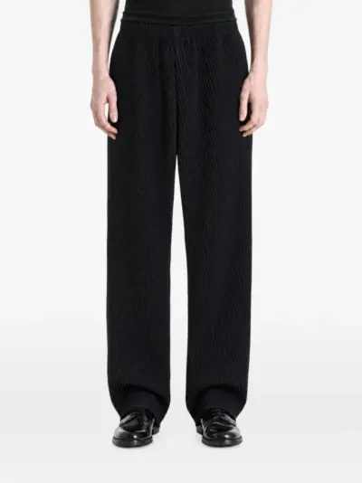 Homme Plissé Issey Miyake Slash pleated straight-leg trousers - Black