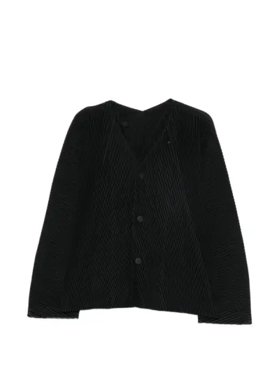 Homme Plissé Issey Miyake plissé-effect V-neck shirt jacket - Black