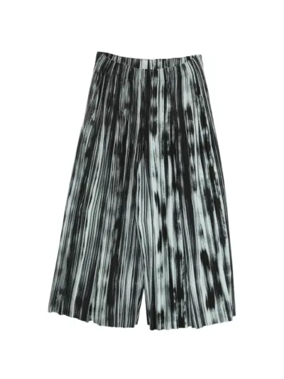 Homme Plissé Issey Miyake stripe-pattern pleated trousers - Black