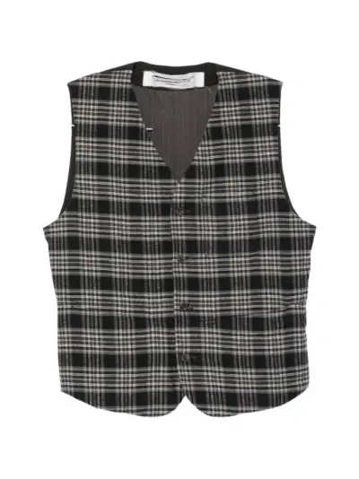 Individual Sentiments check-pattern button-up waistcoat - Grey