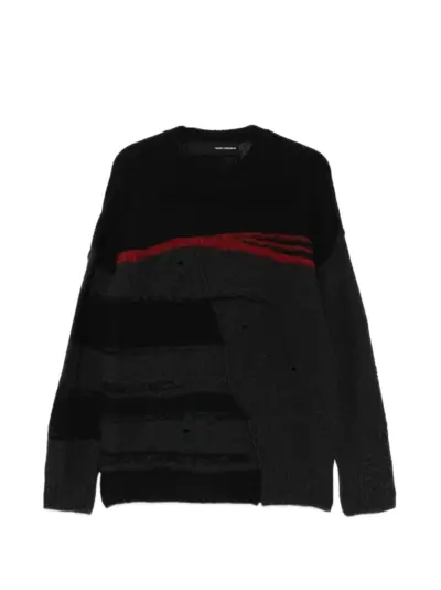 Isabel Benenato distressed panelled sweater - Black