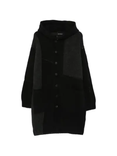 Isabel Benenato hooded long cardigan - Black