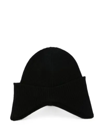 Isabel Benenato ribbed-knit ear-flap beanie hat - Black