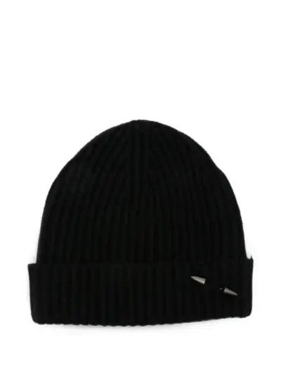 Isabel Benenato ribbed-knit spike-detail beanie hat - Black
