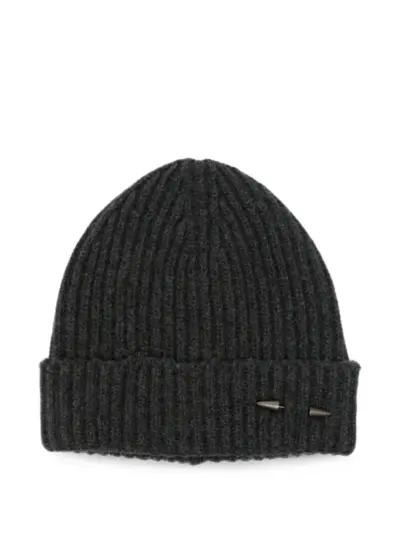 Isabel Benenato ribbed-knit spike-detail beanie hat - Grey