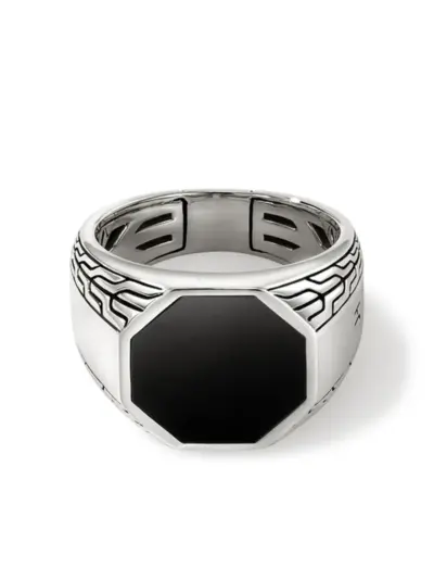 John Hardy sterling silver black onyx signet ring