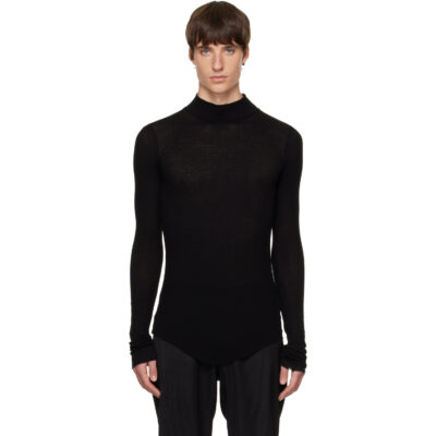Julius Black High Neck Skinny T-shirt