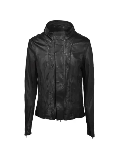 Julius Urban seam-detail washed leather jacket - Black