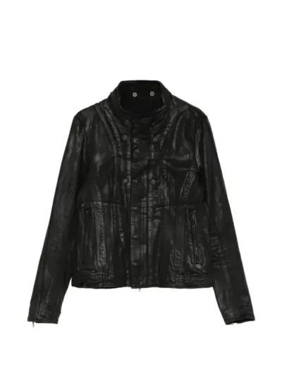 Julius coated high-neck jacket - Black