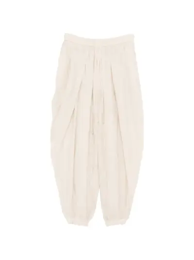 Julius drawstring-waist draped tucks pants - Neutrals