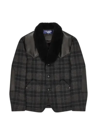 Junya Watanabe MAN check panelled jacket - Blue
