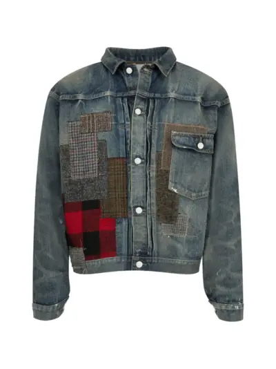 Junya Watanabe MAN x New Manual patchwork denim jacket - Blue