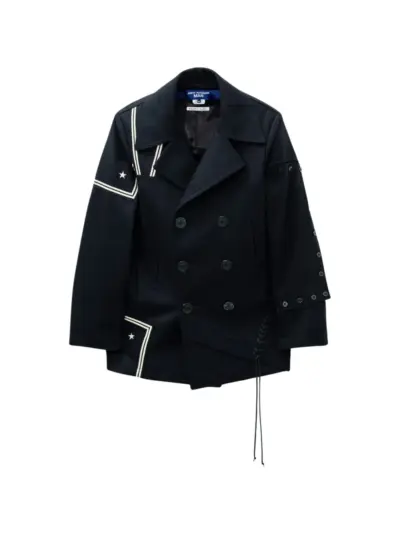 Junya Watanabe MAN x Rebuild by Needles patchwork double-breasted coat - Blue