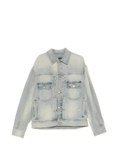 Juun.J distressed-effect denim jacket - Blue