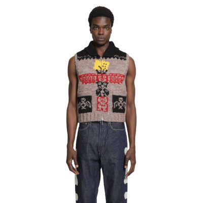 KAPITAL Hand Knit Peckish Totem Pole Vest